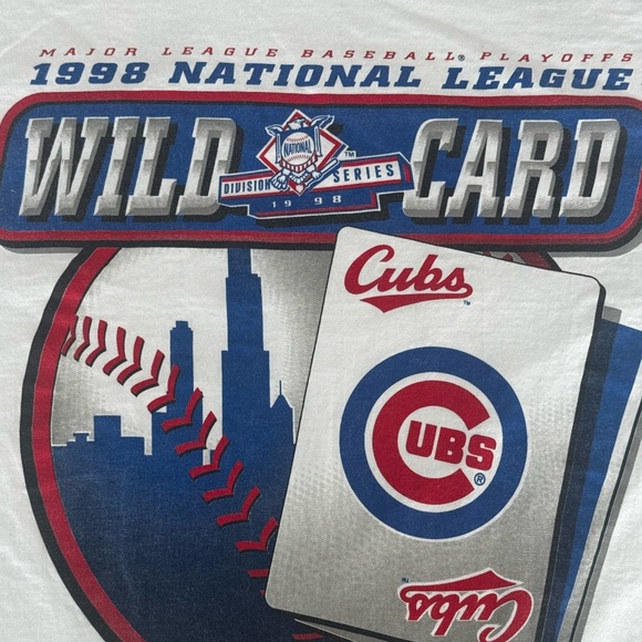 Vintage 1998 Chicago Cubs Wild Card Playoffs Shirt XXL Pro Player MLB Official - Picture 4 of 7